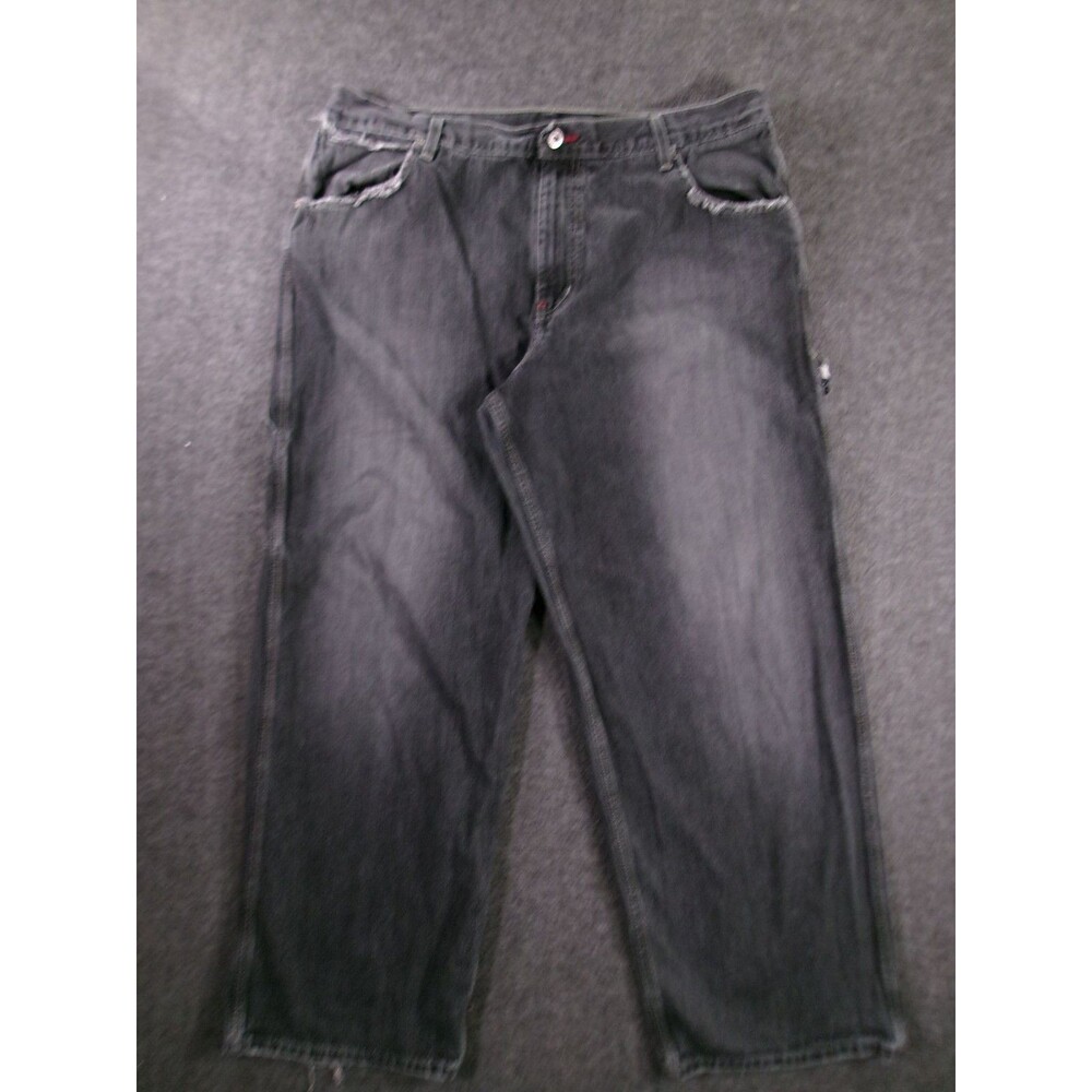 Tommy Hilfiger Jeans Men 38X32 Black Carpenter Relaxed Fit Distressed Baggy Y2K